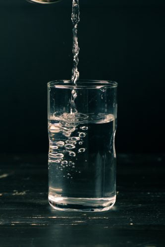 Clear water in drinking glass